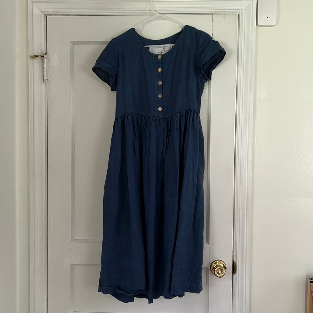 Not Perfect Linen full length mama dress denim size S/M